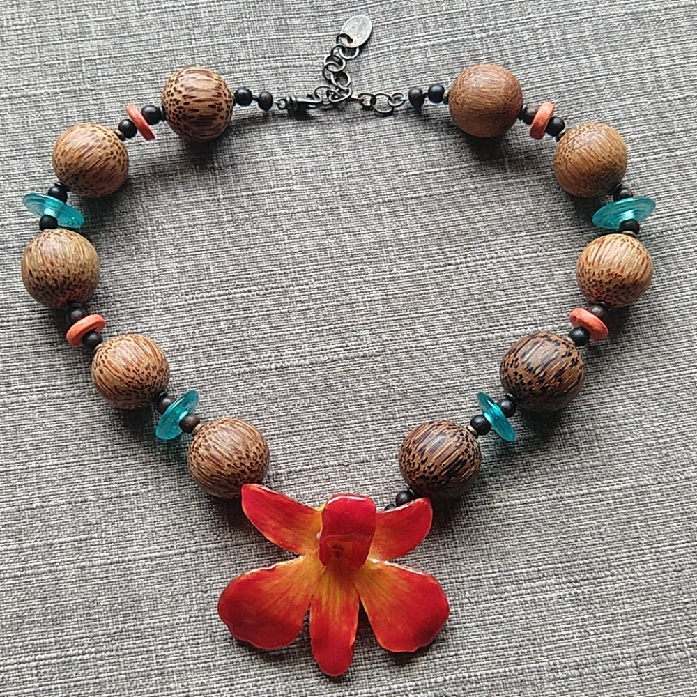Moon Rise Real Orchid Necklace Flower Hawaiian Wedding Eco Natural Handmade